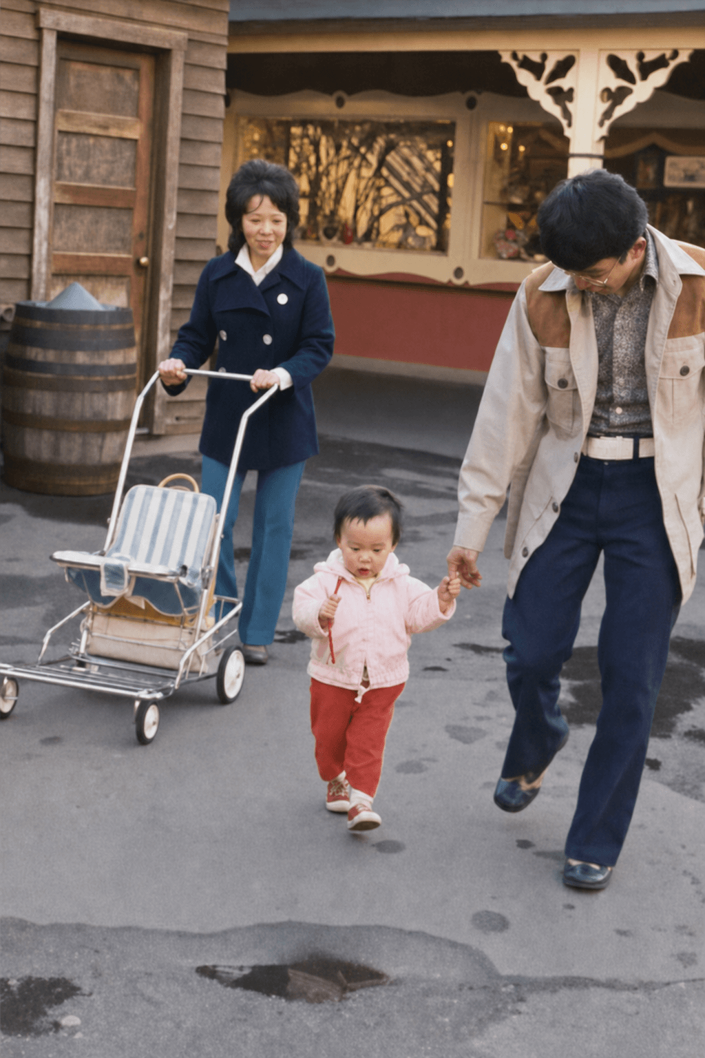 Same Disneyland snapshot after AI restoration — vivid color and crisp detail.